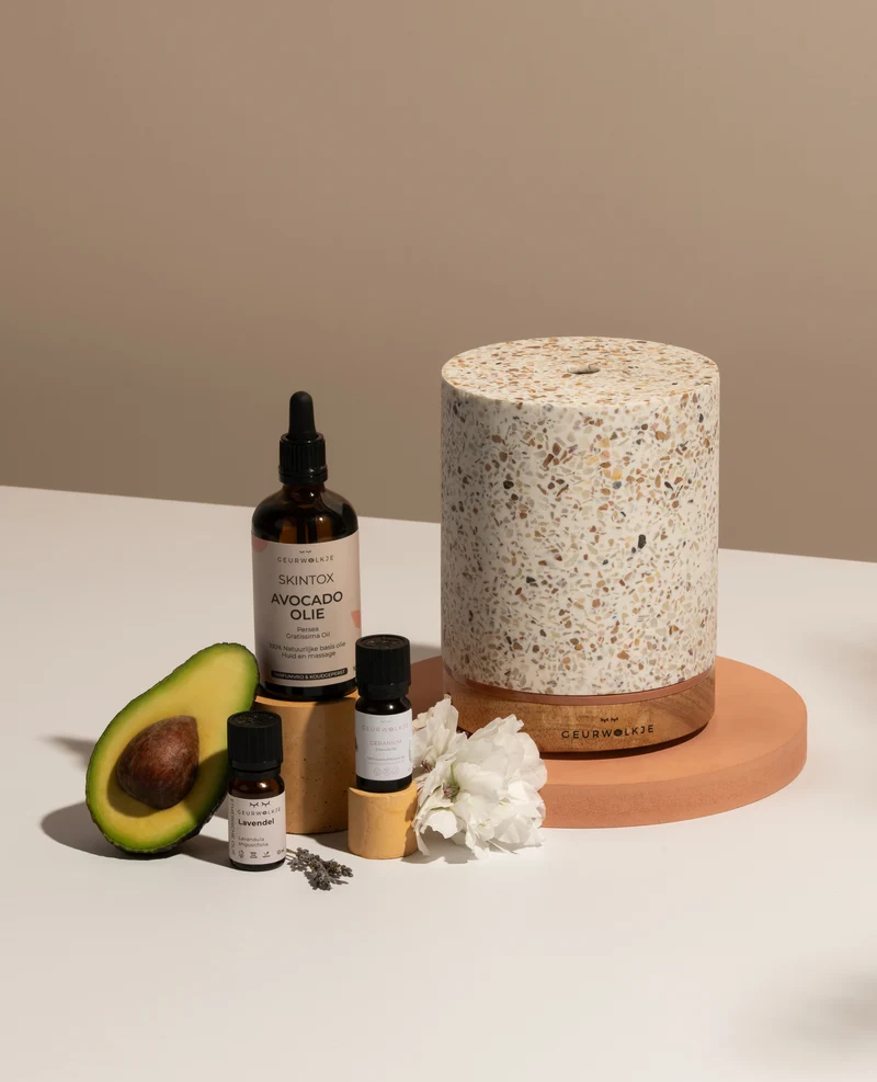 Natural Me Moment Voordeel Bundel - Geurwolkje® Aroma Diffuser - Living Green Terrazzo Ovaal - 200 ml