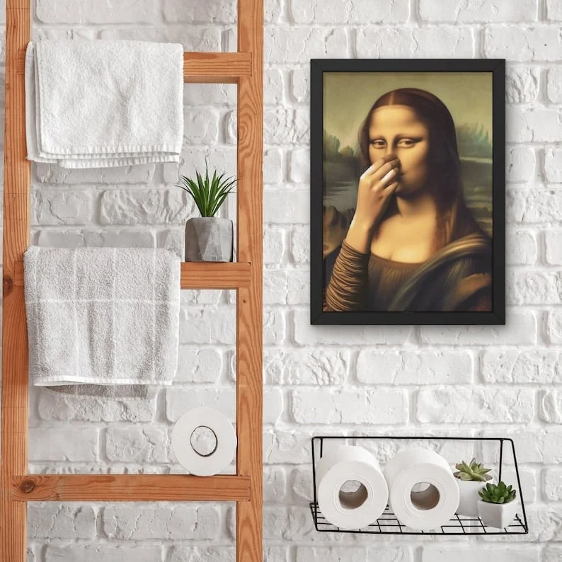 Canvas Wanddecoratie Badkamer 30x40 cm Vochtbestendig Humoristisch Kunstwerk Toilet Wandbord Ophangsysteem | Sansoti