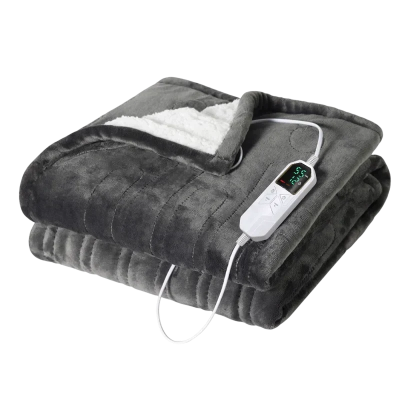 Elektrische Plaid met 9 Temperatuurstanden Zachte Fleece Deken Timer Functie Warmteregeling Slaapkamer | Sansoti