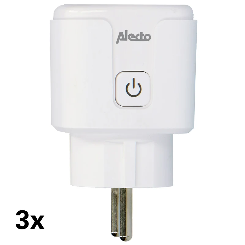 Alecto SMART-PLUG20 - Smart wifi tussenstekker met energiemeter, 16A, 3680W, 3 pack, wit