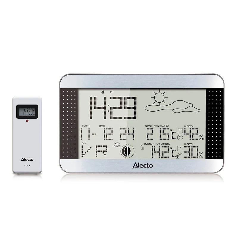 Alecto WS-1700 - Weerstation met draadloze buitensensor, zilver