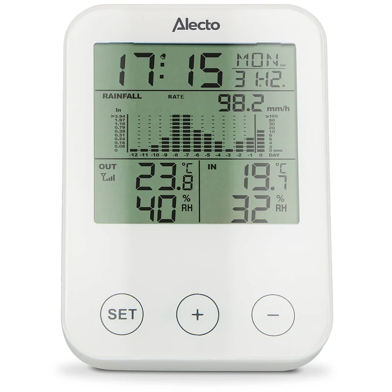 Alecto WS-1200 - Weerstation met draadloze regenmeter, wit