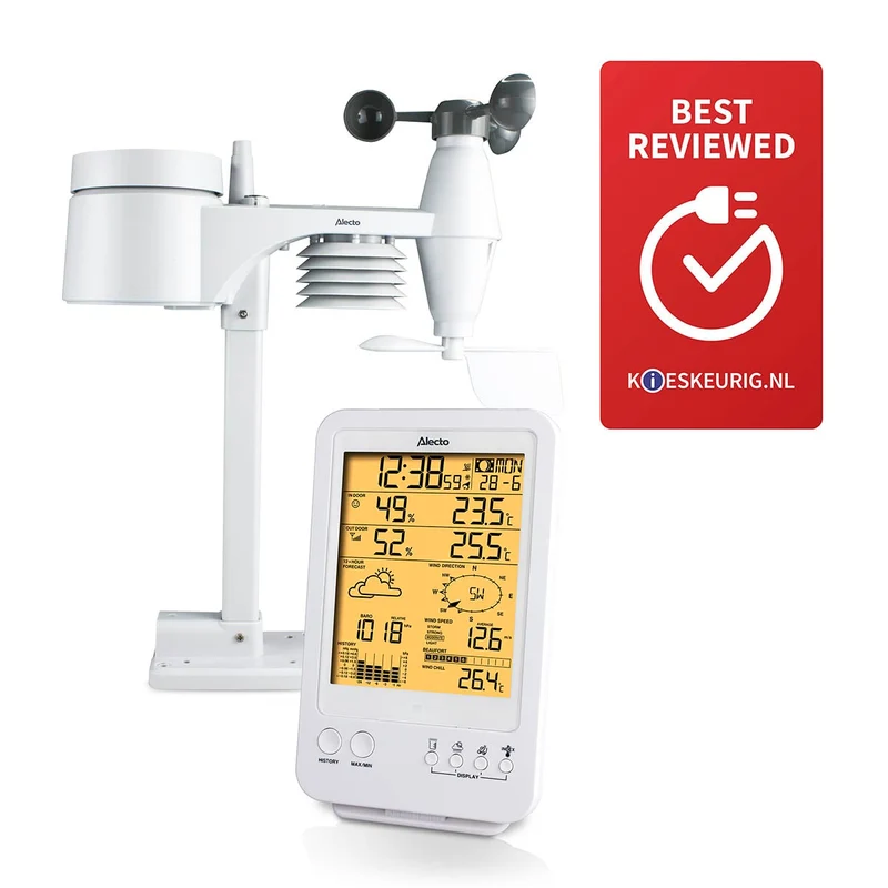 Alecto WS-4800 - Professioneel weerstation met draadloze sensor - Wit