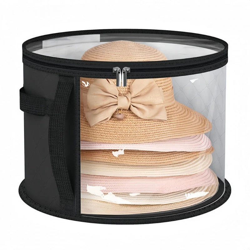 Hoeden opbergtas met transparant venster en ritssluiting voor hoeden en accessoires