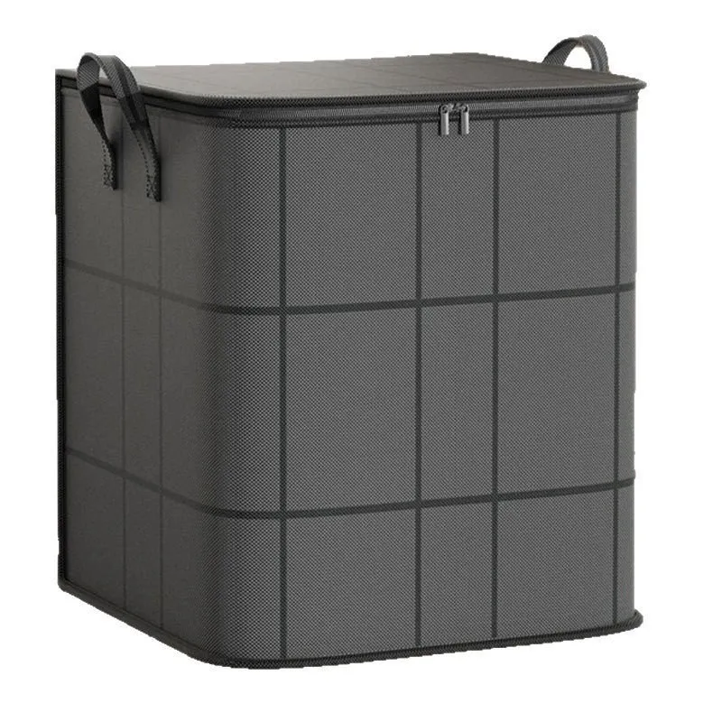 Zwarte opbergbox met ritssluiting en handvatten voor kleding en textiel