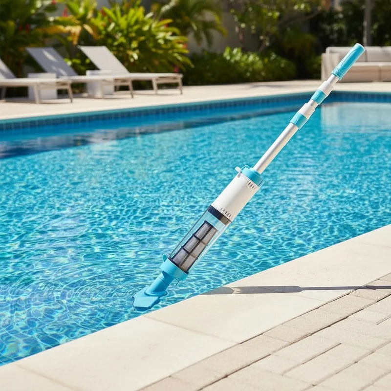 Draadloze Zwembadzuiger met Telescoopsteel Herbruikbaar Filter voor Zwembadreiniging Spa Vijver Onderhoud | Sansoti