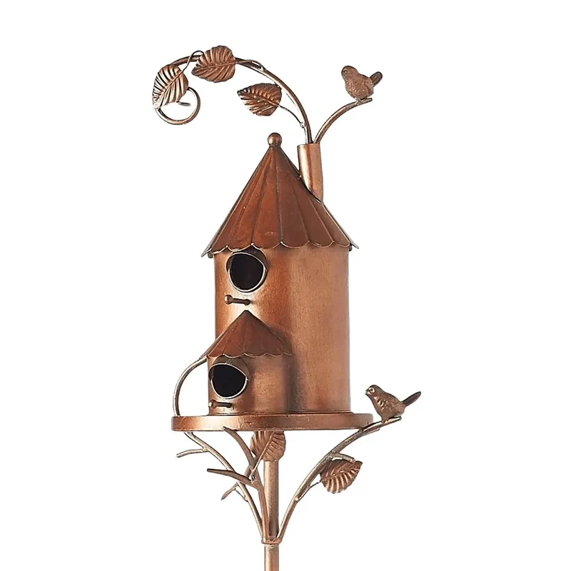 Metalen Vogelhuisje op Paal met Weersbestendig Ontwerp voor Tuin Terras Balkon Vogelbescherming Tuindecoratie | Sansoti