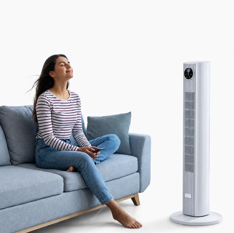 Torenventilator met Afstandsbediening 90° Oscillatie Stil 4 Standen Timer voor Slaapkamer en Woonkamer | Sansoti