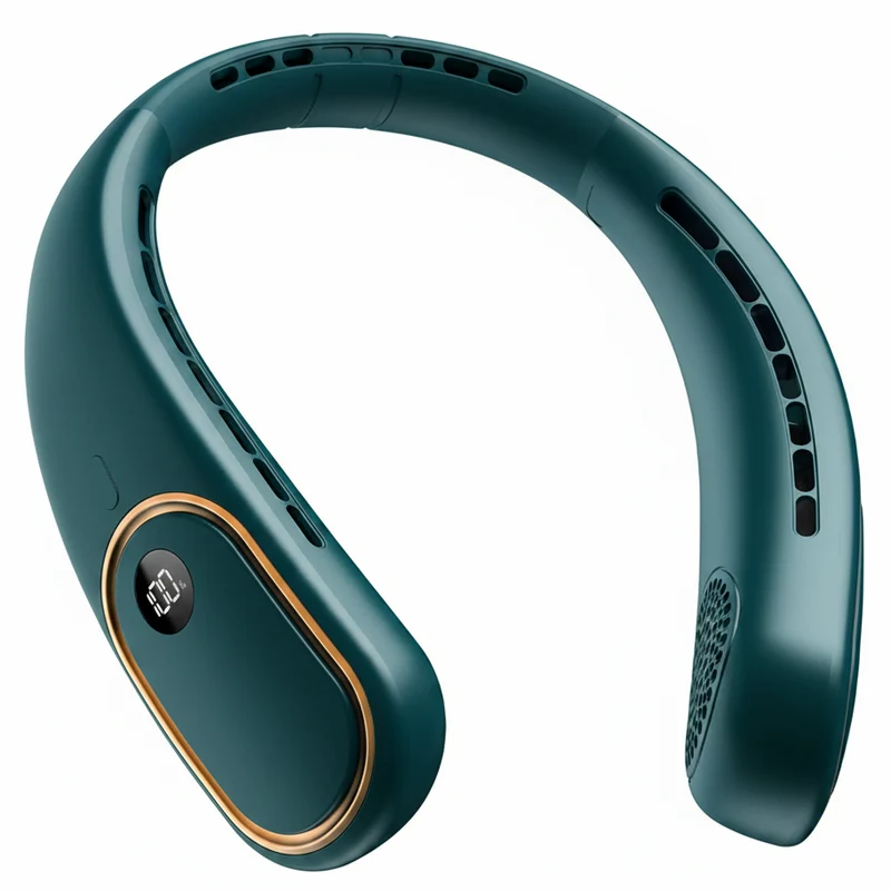 Draagbare Nekventilator Bladeless Oplaadbaar met Digitaal Display en 4 Snelheden voor Handsfree Koeling | Sansoti