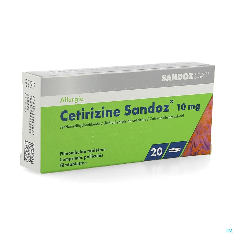 Cetirizine Sandoz 10mg | 20 filmomhulde tabletten | Allergie