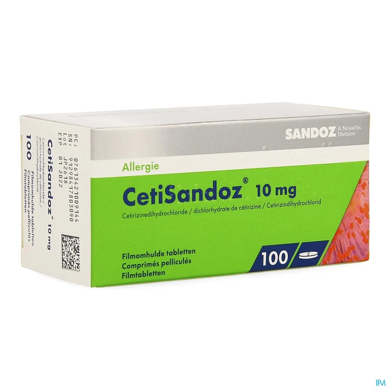 Cetirizine Sandoz 10mg | 100 filmomhulde tabletten | Allergie