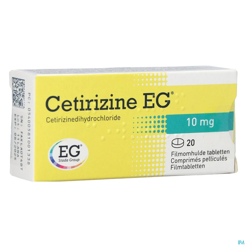 Cetirizine EG 10mg | 20 filmomhulde tabletten | Allergie