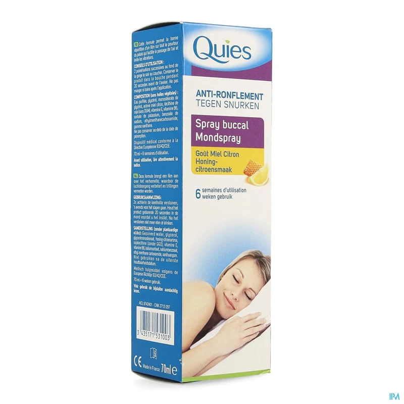 Quies A/snurk Honing-citroen Mondspray 70ml