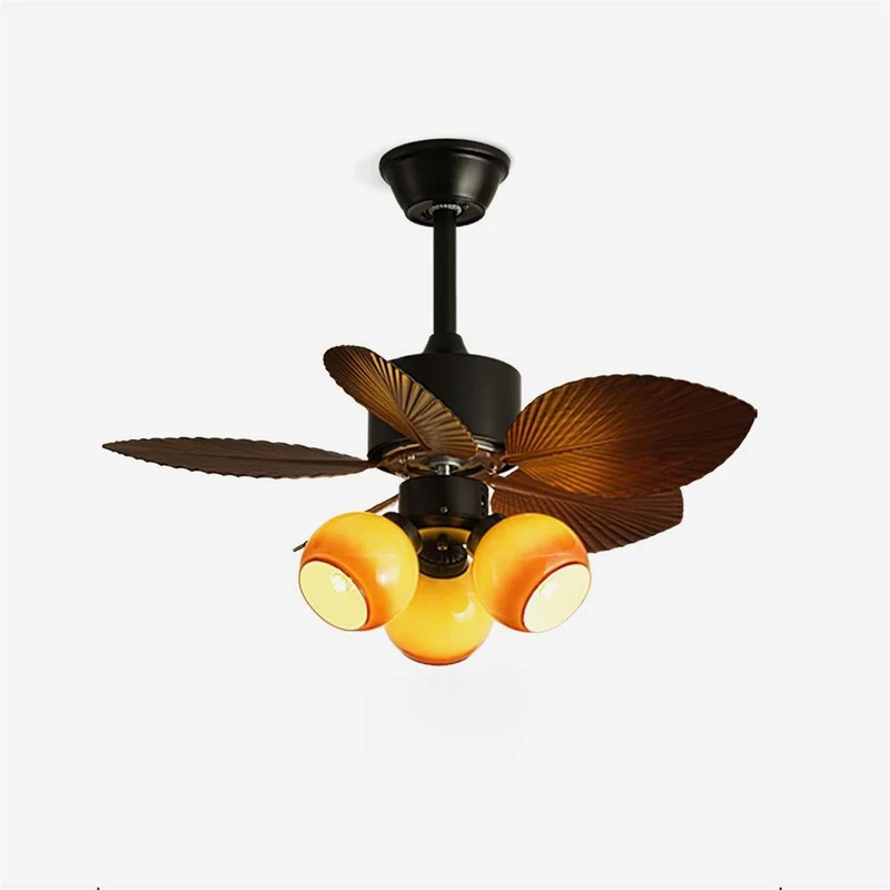 Tropische Plafondventilator met Glazen Verlichting Ø76cm – Ventilator Plafondlamp Afstandsbediening Dimbaar 6 Snelheden Koper Motor voor Slaapkamer Woonkamer | Sansoti