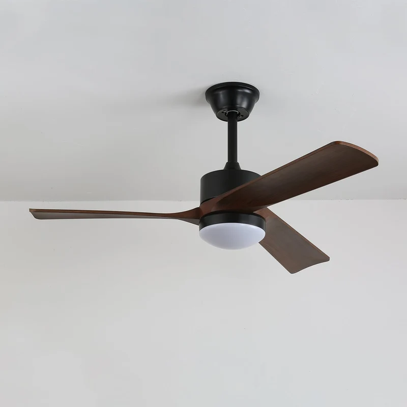 Moderne Plafondventilator met Verlichting 132 cm Donkerbruin Notenhout – Dimbaar 6 Snelheden Stille Motor | Sansoti