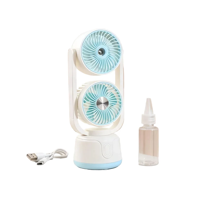 Unisex Draagbare Dubbele Ventilator met Kantelbare Koppen