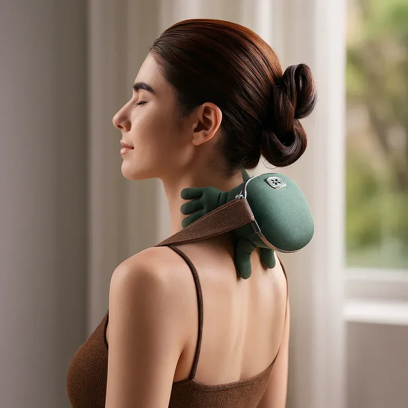 Nekmassager met Warmtefunctie Draadloos Vibratie Therapie Spierspanning Verlichting Ontspanning Wellness | Sansoti