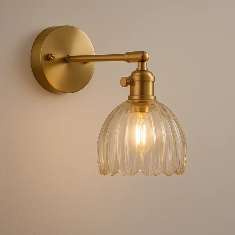 Wandlamp met Glazen Tulpvormige Kap Retro Vintage Sfeerverlichting E26 Fitting voor Woonkamer Slaapkamer | Sansoti