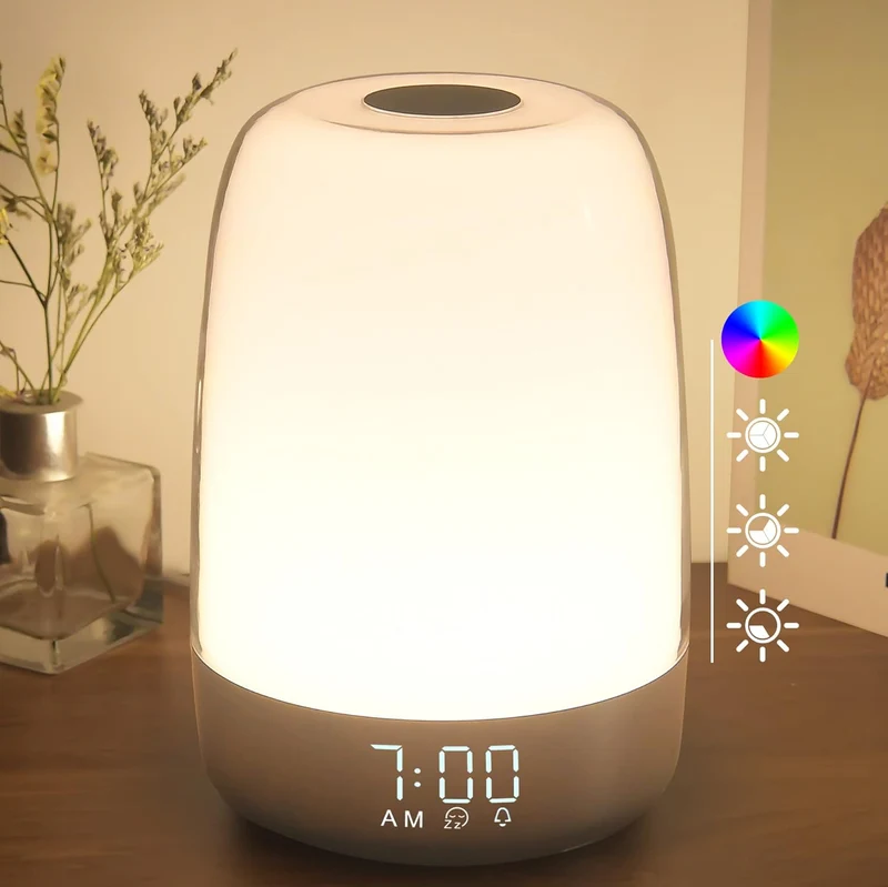 Weklicht met Zonsopgang Simulatie Natuurgeluiden USB-C Oplaadbaar Draadloos Nachtlampje Slaapkamer 20cm | Sansoti