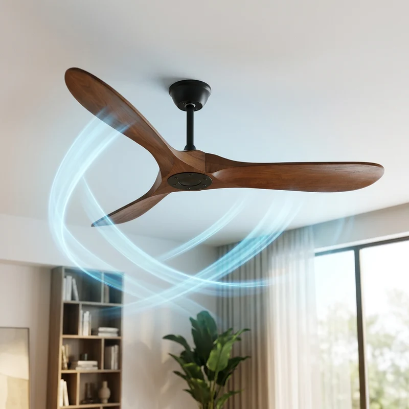 Plafondventilator Hout Walnoot Ventilator Aan Het Plafond Stil 6 Snelheden Groot Slaapkamer Woonkamer | Sansoti