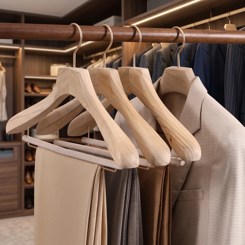 Pakhangers Hout Breed Antislip Kamferhout Champagne Haak Kast | Sansoti