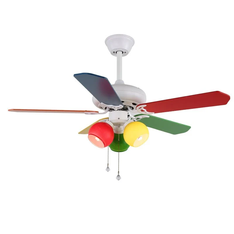 Speelse plafondventilator Carlo met verlichting — kleurrijk design kinderventilator met 6 snelheden en afstandsbediening ø107 cm | Sansoti
