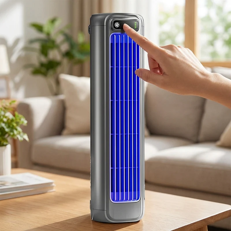 Airconditioner draadloos oplaadbaar 2000 mAh compact bladloos bureau muurventilator draagbare koeling zwart | Sansoti