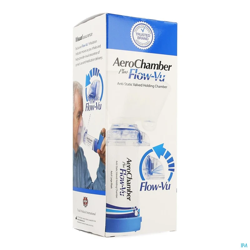 AeroChamber Plus Antistatische Inhalatiekamer met Flow-Vu Indicator en Volwassen Masker