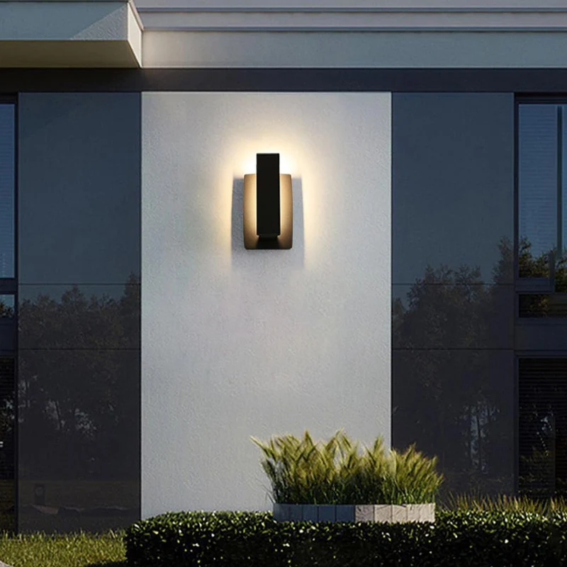 Buitenwandlamp LED Aluminium Zwart Rechthoek IP54 Gevel Voordeur Terras 8W 12W Warmwit 3000K Wandlamp Buiten Modern Minimalistische | Sansoti