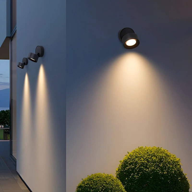 Buiten LED Wandspot Aluminium Zwart 360° Draaibaar IP65 Gevel Tuin Opbouwspot Verstelbaar Buitenlamp Porch Veranda | Sansoti