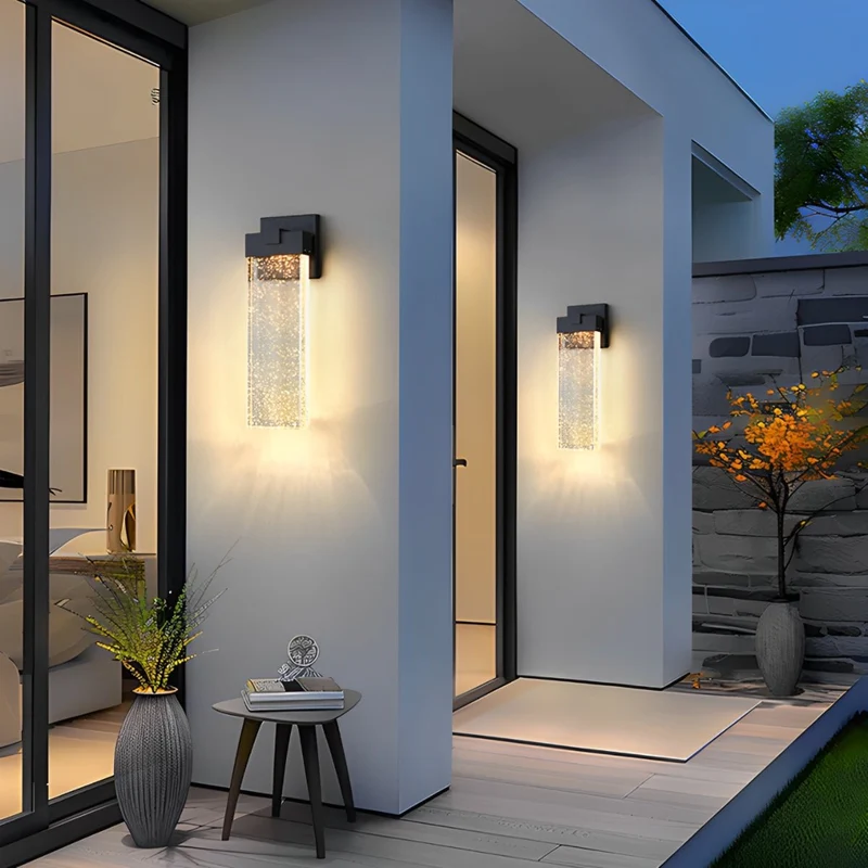 Buiten LED Wandlamp Kristal Aluminium Zwart 10W 18W 24W IP54 Gevel Voordeur Tuin Villa Buitenlamp Modern | Sansoti