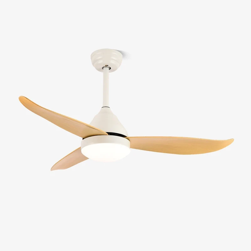 Moderne Plafondventilator Fia met Verlichting 3 Snelheden Afstandsbediening ø106 cm Zwart Wit Houtkleur | Sansoti