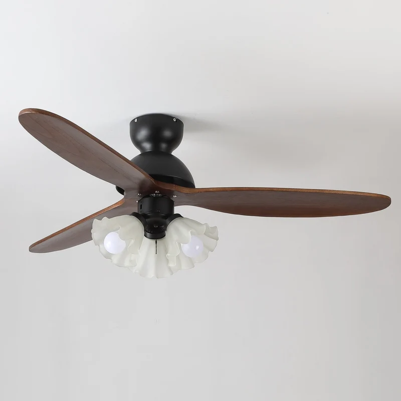 Plafondventilator met Verlichting – Scandinavische Ventilator met Lamp – Houten Bladen en LED-Verlichting | Sansoti