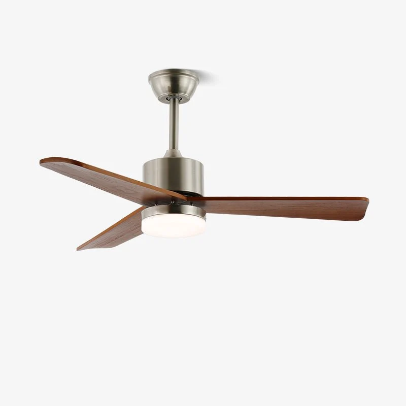 Plafondventilator met Verlichting – Minimalistische Ventilator in Zilver en Hout – 6 Snelheden – Afstandsbediening – 106/132 cm – LED 35W – Plafondverlichting met Ventilatiefunctie | Sansoti