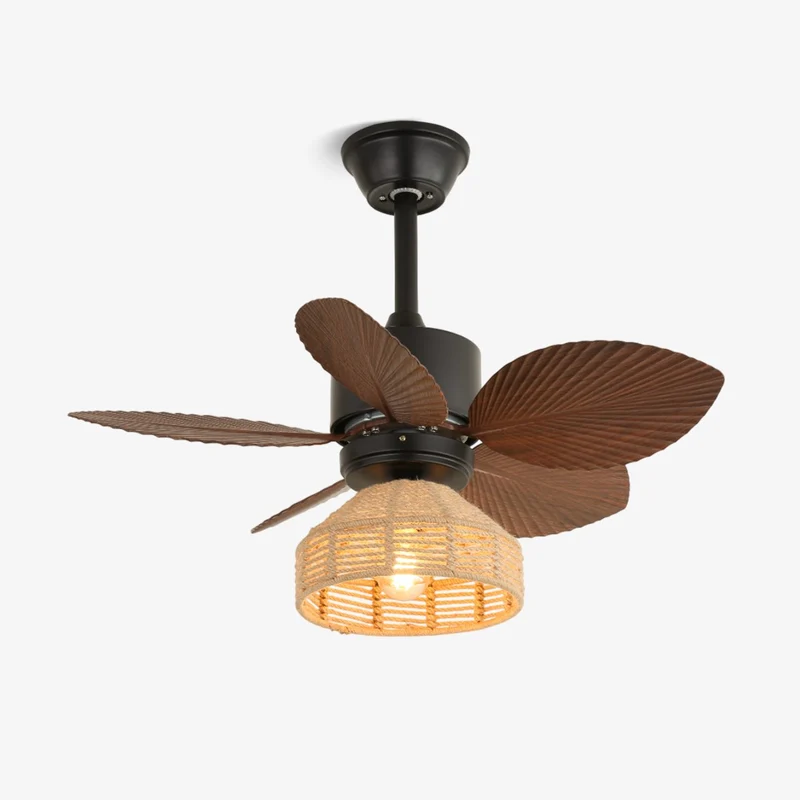 Tropische Plafondventilator met Verlichting – Rotan Afwerking Ø76 cm – Verstelbare Snelheden | Sansoti