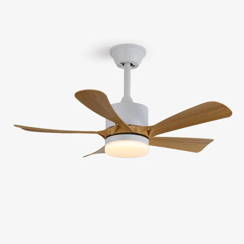 Moderne plafondventilator met geïntegreerde LED-verlichting in hout en metaal | Afstandsbediening 6-snelheden dimbaar voor woonkamer slaapkamer energiezuinig stil design 107cm 132cm | Sansoti