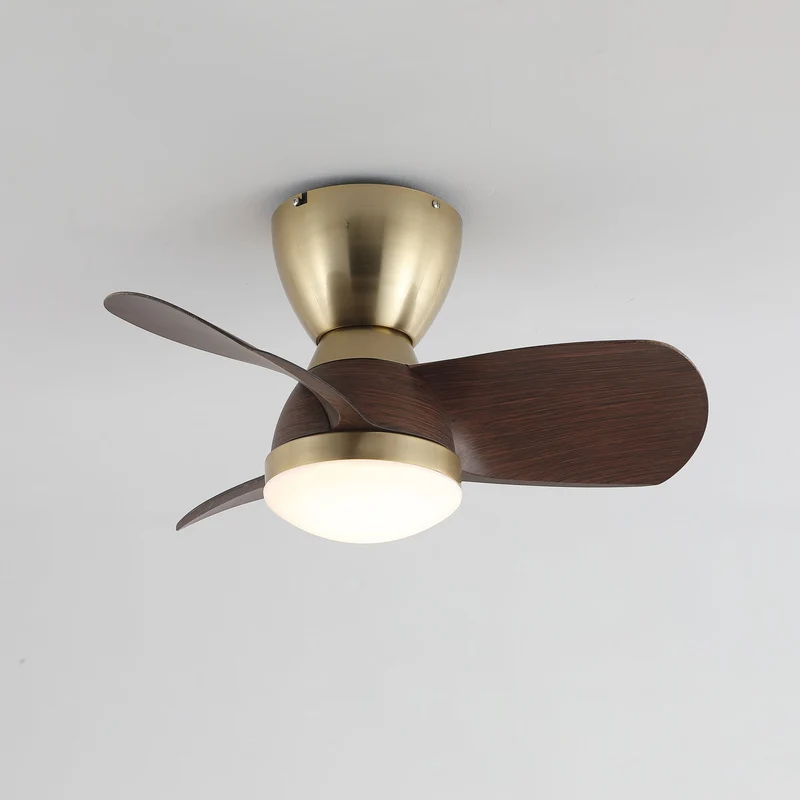 Plafondventilator met Verlichting Elora in Messing en Hout — Minimalistische Ventilator met LED Afstandsbediening | Sansoti