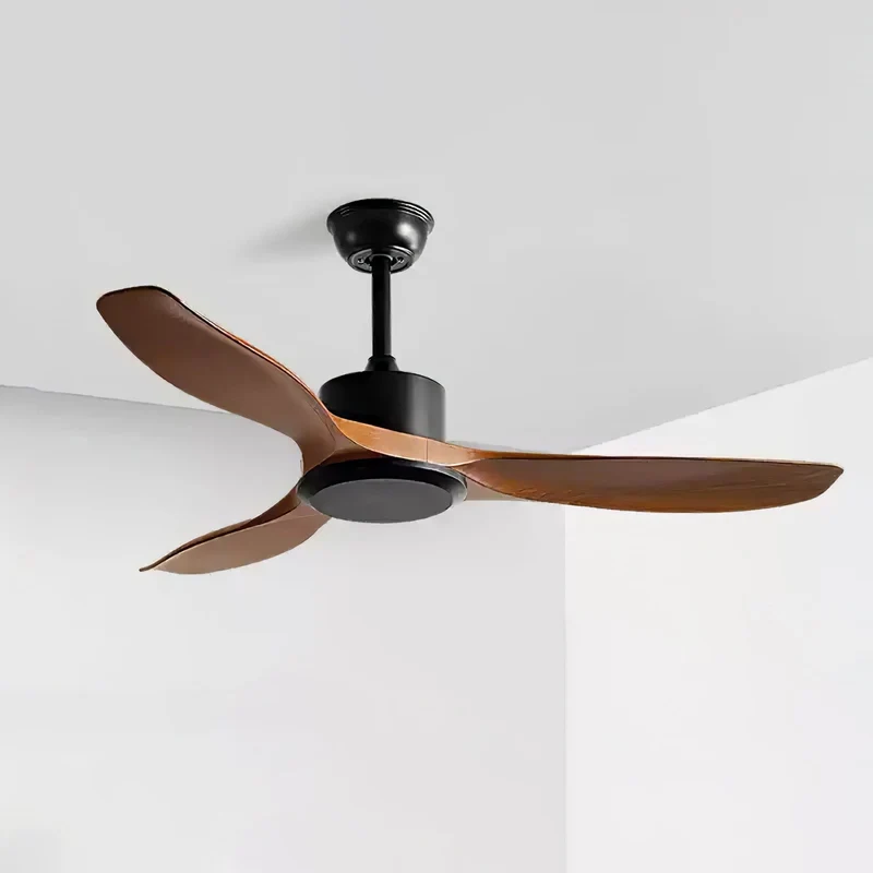 Minimalistische Plafondventilator Hout 106-132cm Met Afstandsbediening 5 Snelheden Omkeerbaar Koper Motor AC 110-240V | Sansoti
