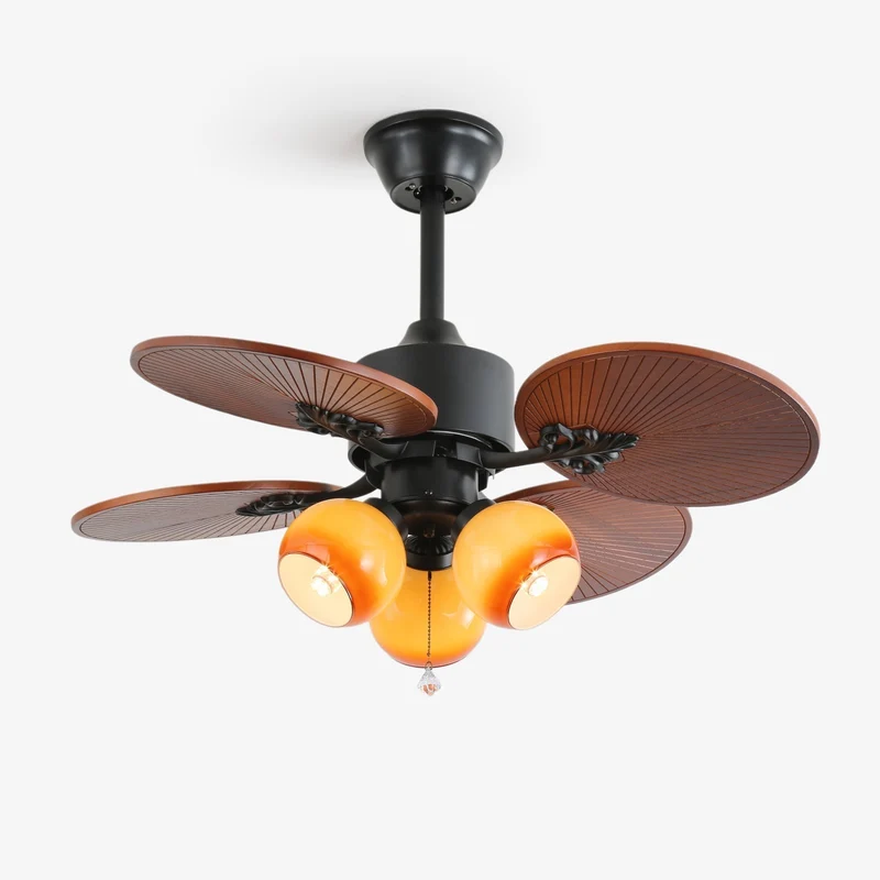 Tropische Plafondventilator met Glazen Lampenkap - Stille Kamerventilator 6-snelheden Afstandsbediening | Sansoti