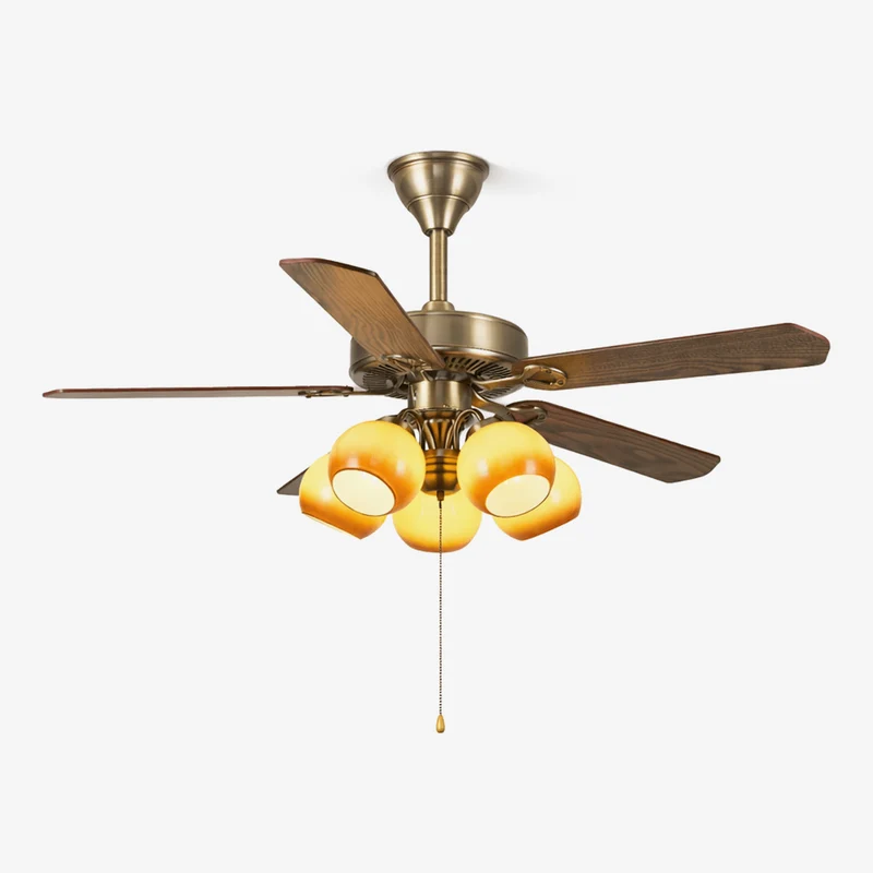 Theodore Vintage Plafondventilator met Verlichting — Retro Design met Dimbare Afstandsbediening | Sansoti