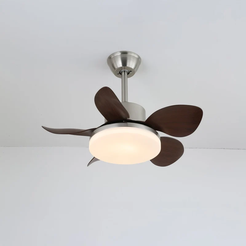 Plafondventilator Alenya met Houtlook en Geïntegreerde Verlichting Ø55cm 48W Grijsbruine Bladeren voor Alle Seizoenen | Sansoti
