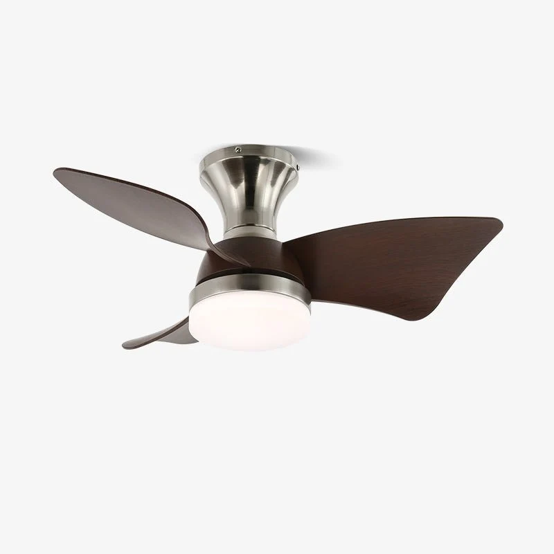 Moderne plafondventilator met verlichting en afstandsbediening zilver houtnerf 70cm | Sansoti