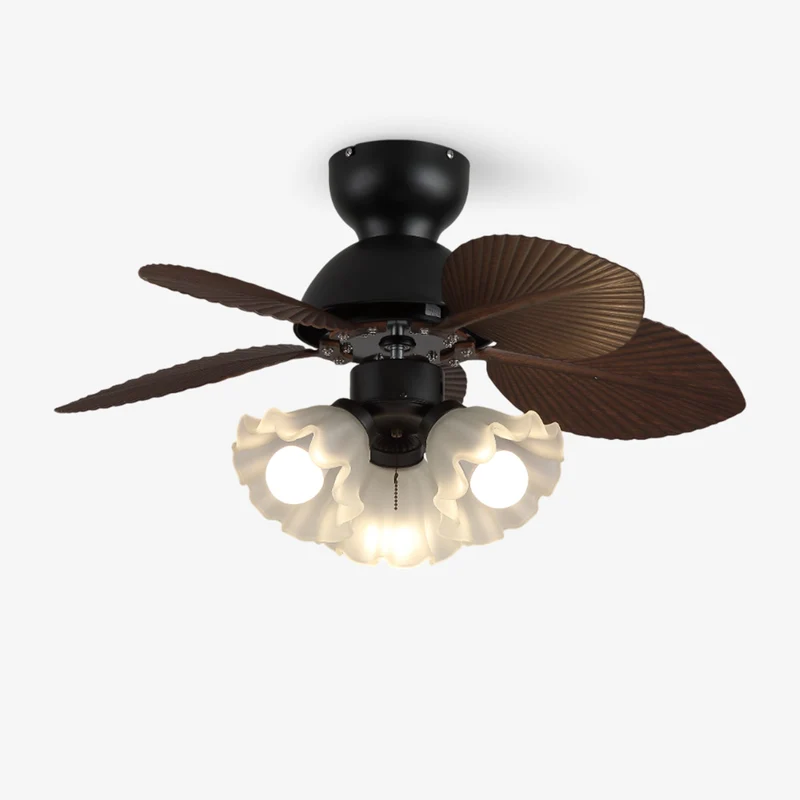Plafondventilator met verlichting Ø80cm DC-motor afstandsbediening walnoot zwart 6 snelheden 35W 220V | Sansoti