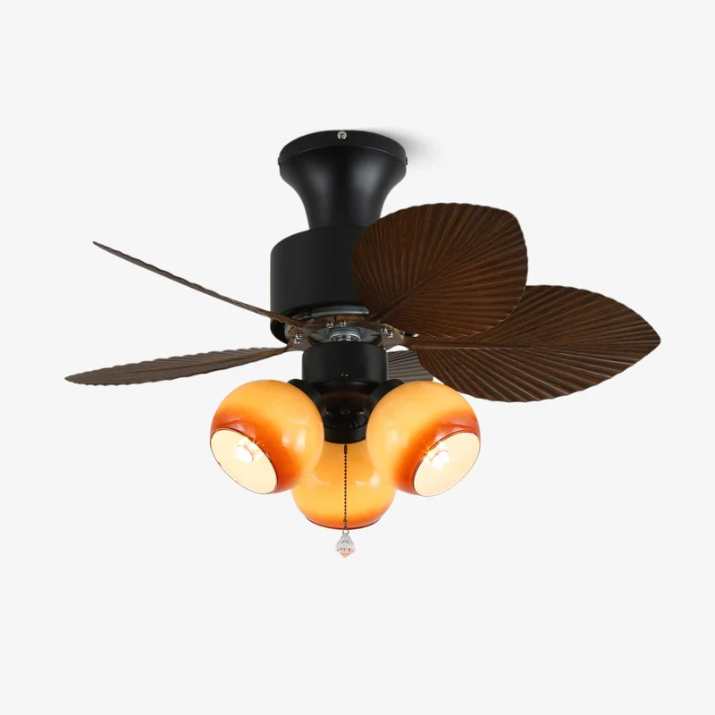 Plafondventilator met Verlichting Vintage Houtlook – Afmetingen Ø80×30 cm Scandinavisch Design voor Woonkamer Slaapkamer Natuurlijk Interieur | Sansoti