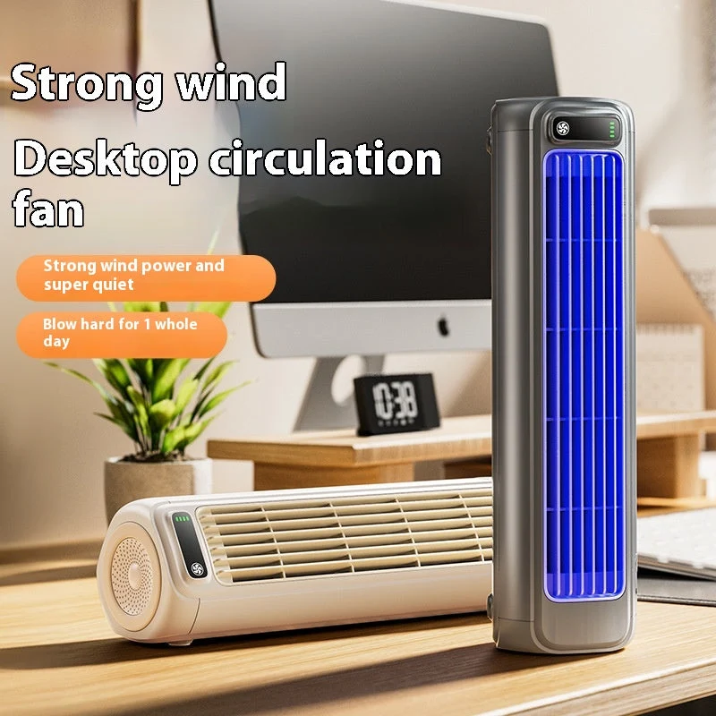 Torenventilator Bladloos USB Modern Grijs Stil Design Compacte Koeling 3 Standen Bureau Thuis Kantoor | Sansoti