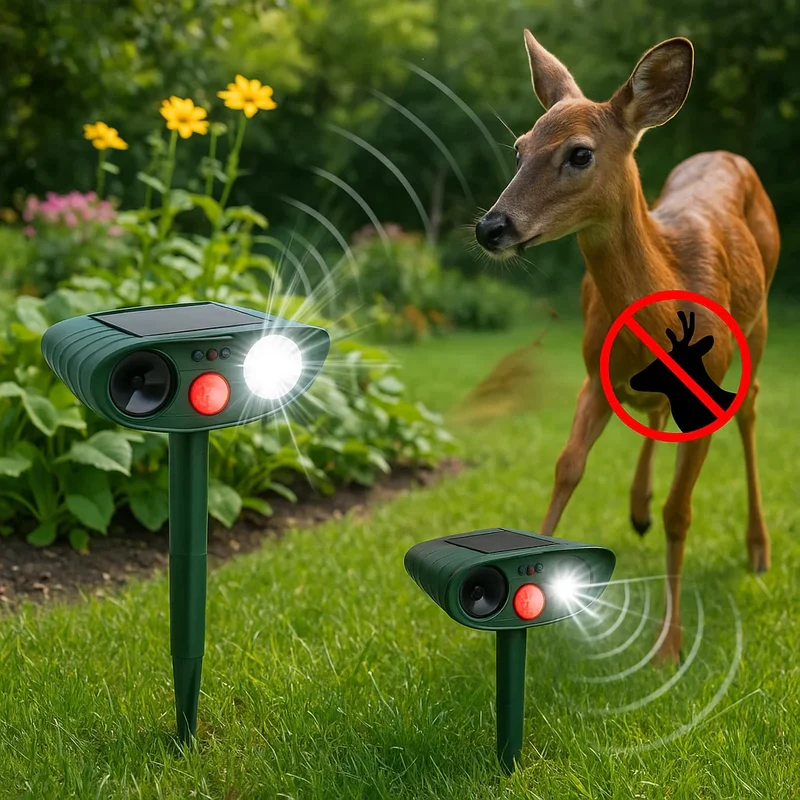 Zonne-energie Ultrasone Hertenafweerder – Effectieve Dierverdrijver voor Tuin & Erf binnen 48 Uur | Sansoti