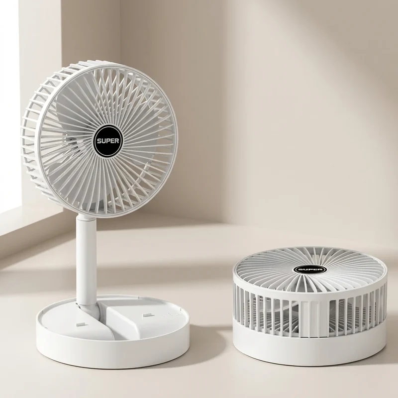 Draagbare Opvouwbare USB Ventilator 4 Snelheden Fluistermotor Oplaadbaar Compact Koel Design Bureau Reis | Sansoti