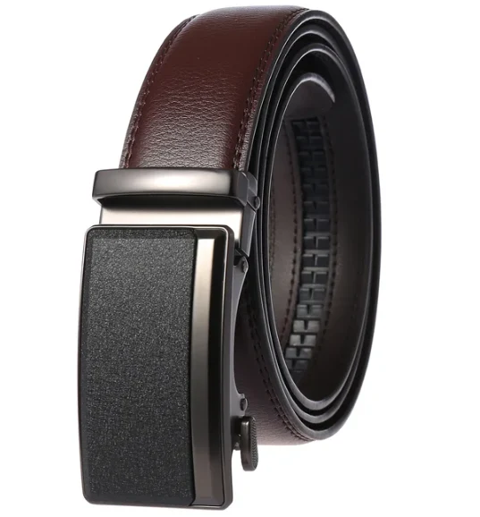 Automatische Herenriem Luxe Rundleer 3,5cm Breed Stijlvolle Gesp Elegante Broekriem Business | Sansoti