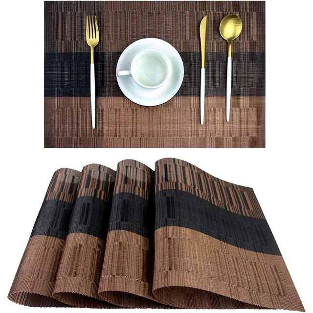 Premium Placemat Set van 4 Stuks | Geweven PVC Tafelmat met Hittebestendige en Waterafstotende Eigenschappen | Onderhoudsvriendelijk en Wasbaar | Sansoti