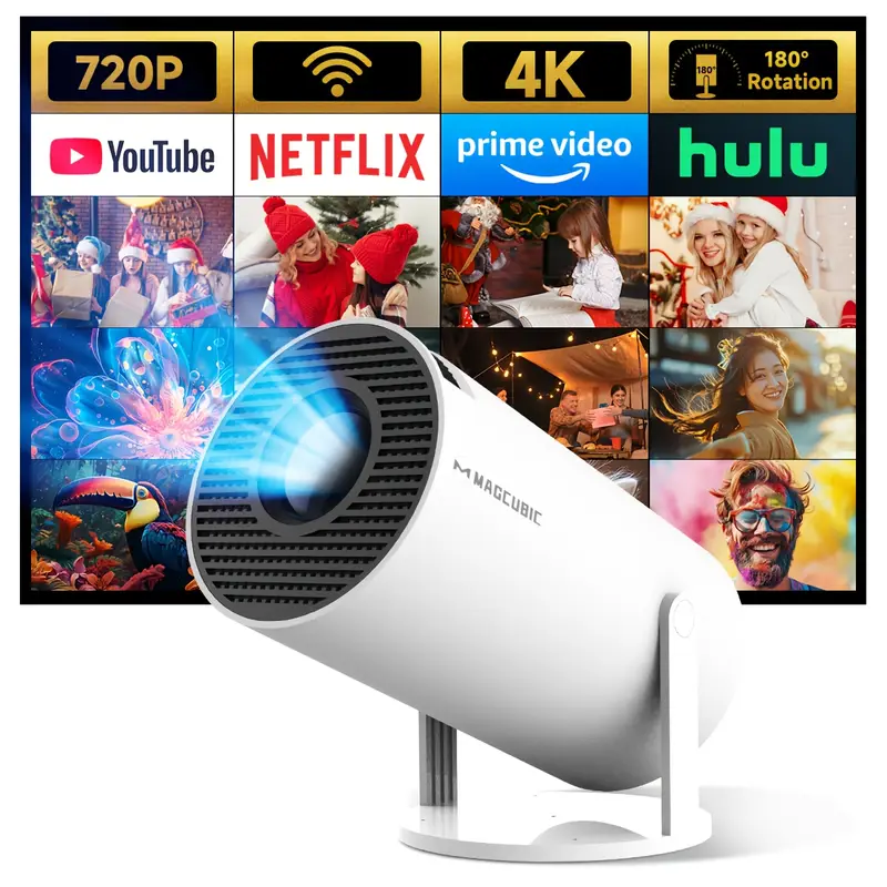 Compacte Mini Projector 4K Ultra HD met Draadloze Connectiviteit Beamer Thuisbioscoop Systeem Streaming Apparaat | Sansoti